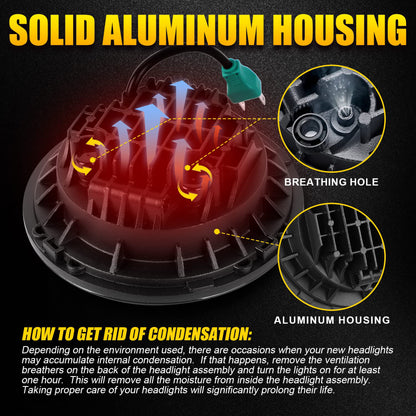 Solid construction 7 inch Round LED Headlamps