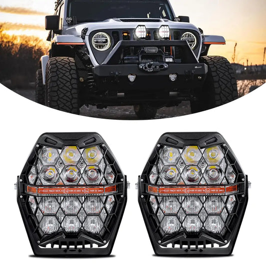 LOYO 7 inch Honeycomb Pro LED Ditch Light Work Lights with Spot beam and Flood Beam