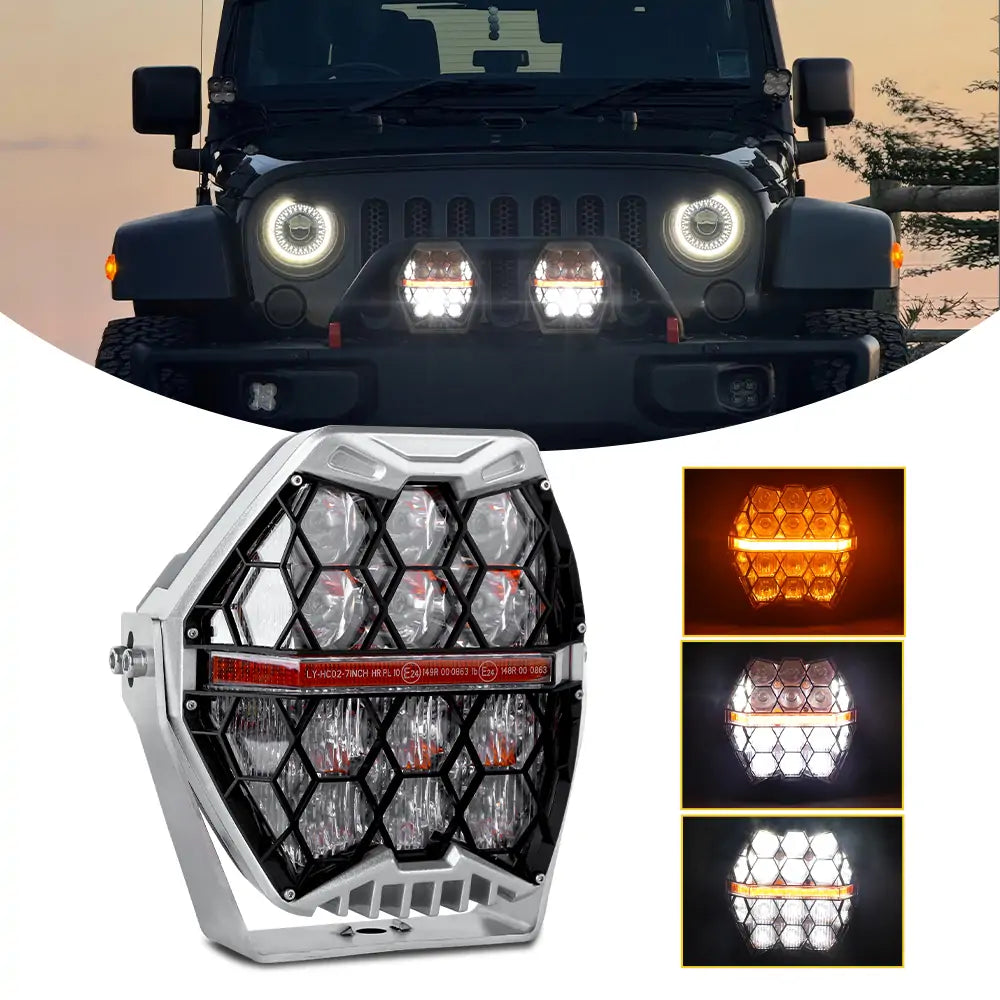 LOYO Honeycomb Series 7 Inch Spot Flood Combo LED Driving Lights With loyo-honeycomb-series-7-inch-spot-flood-combo-led-driving-lights-with