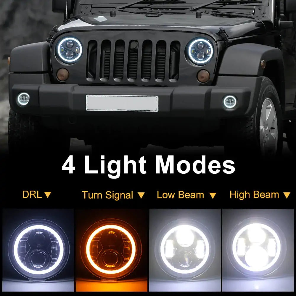 LOYO 7" Halo Headlights & 4" Fog Lights LED Combo | lighting mode