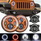 LOYO 7" Halo Headlights & 4" Fog Lights LED Combo Orange