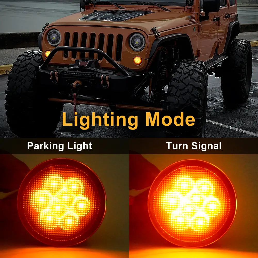 Jeep Wrangler JK Front Grill Indicator Turn Signal Lights