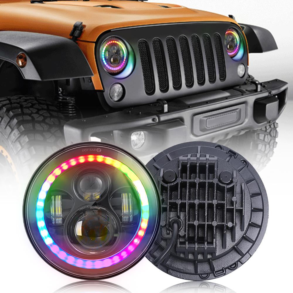 RGB Bluetooth Led Headlights Jeep freeshipping - loyolight
