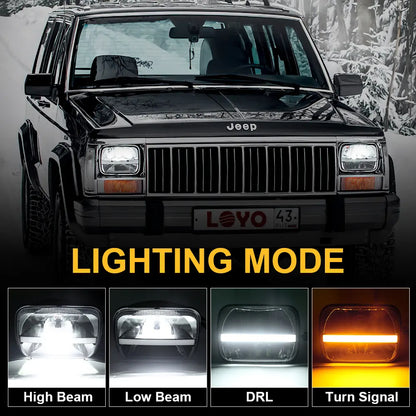 110W 7x6 Rectangular Headlights 5x7 inch Hi/Lo Sealed Beam led headlight(2)