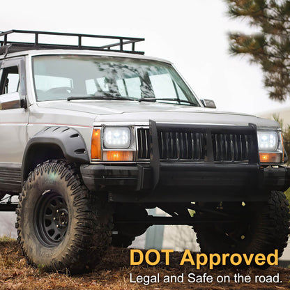 7x6" 45W Offroad Halo Headlamp Projector With DRL for Jeep XJ | Pair(3)