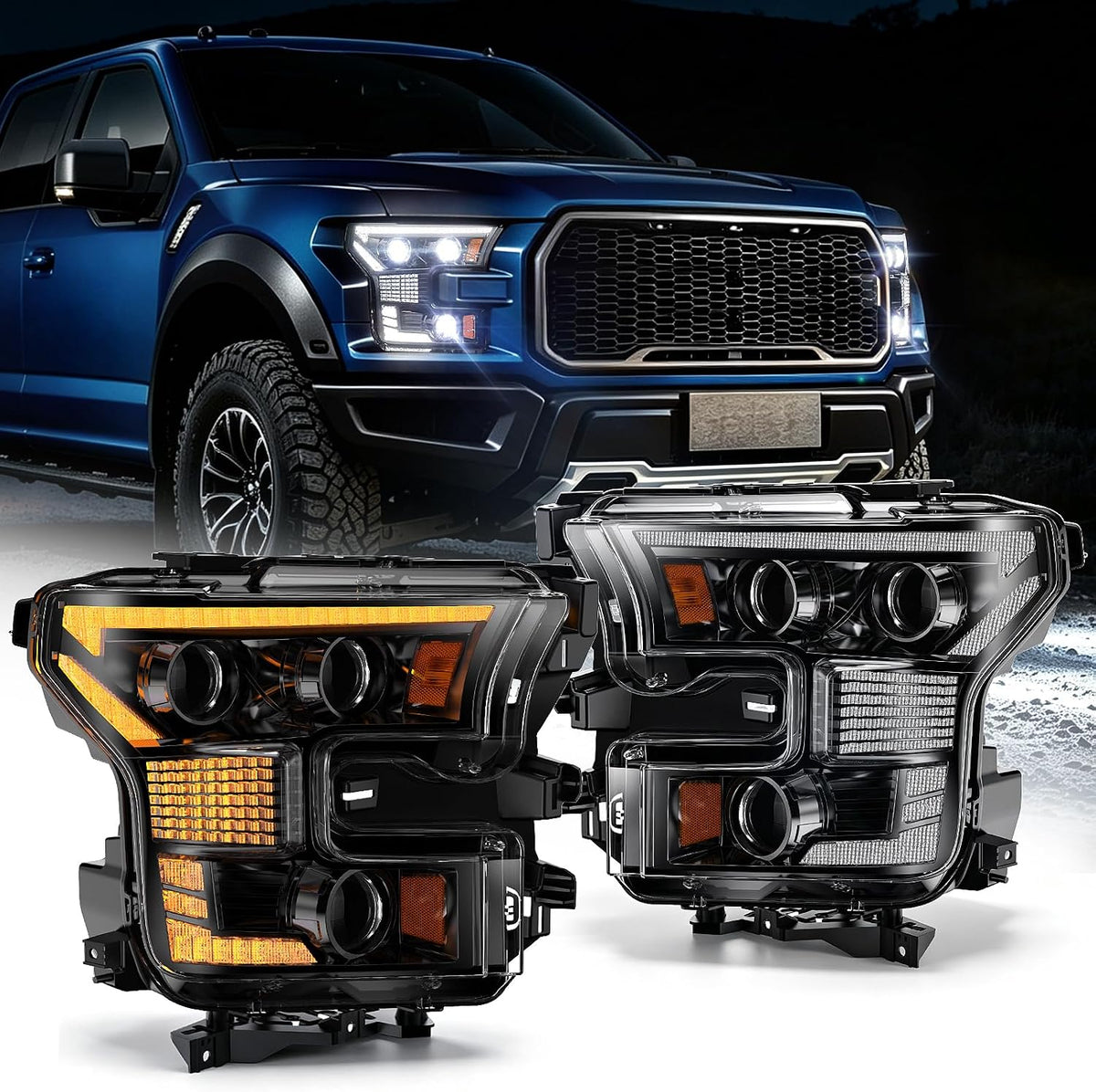 LOYO LED Headlight Assembly for Ford F150 F-150 2015-2017 OEM style replacement