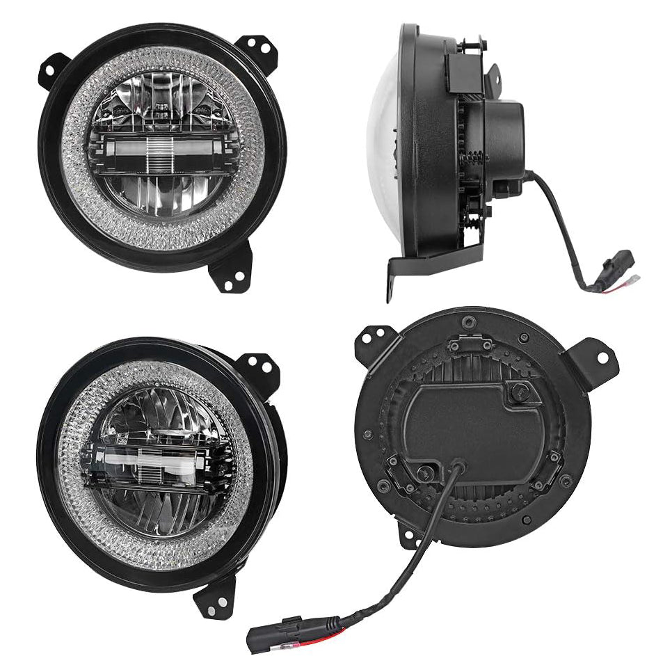 9 inch Diamond Series LED Headlights with Halo DRL