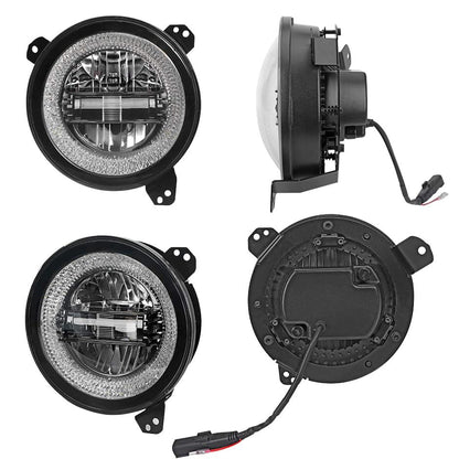 9 inch Diamond Series LED Headlights with Halo DRL