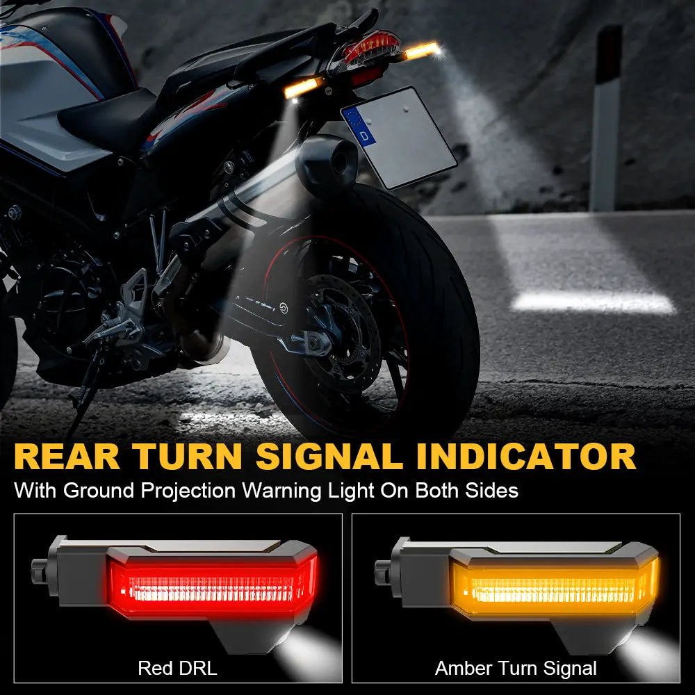 Motorcycle Front & Rear LED Turn Signal Indicator Lights With Projection  Warning Light for BMW F650GS F800 R1200GS R1200