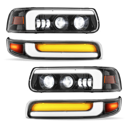 LED Projector Headlight Assmebly for 1999-2002 Chevy Silverado 2000-2006 Chevy Suburban Tahoe