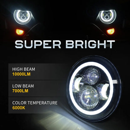 7 inch Halo LED Headlights+4 inch Halo LED Fog Lights+4D LED Tail Lights for Jeep Wrangler JK
