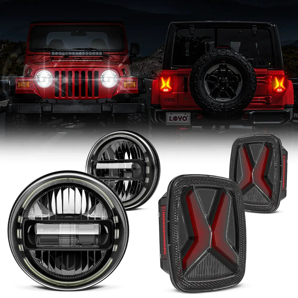 LED Headlights and Tail lights for Jeep Wrangler TJ