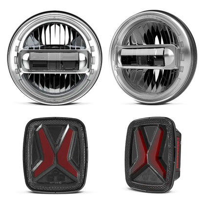 LED Headlights and Tail Lights Combo for Jeep TJ - Chrome
