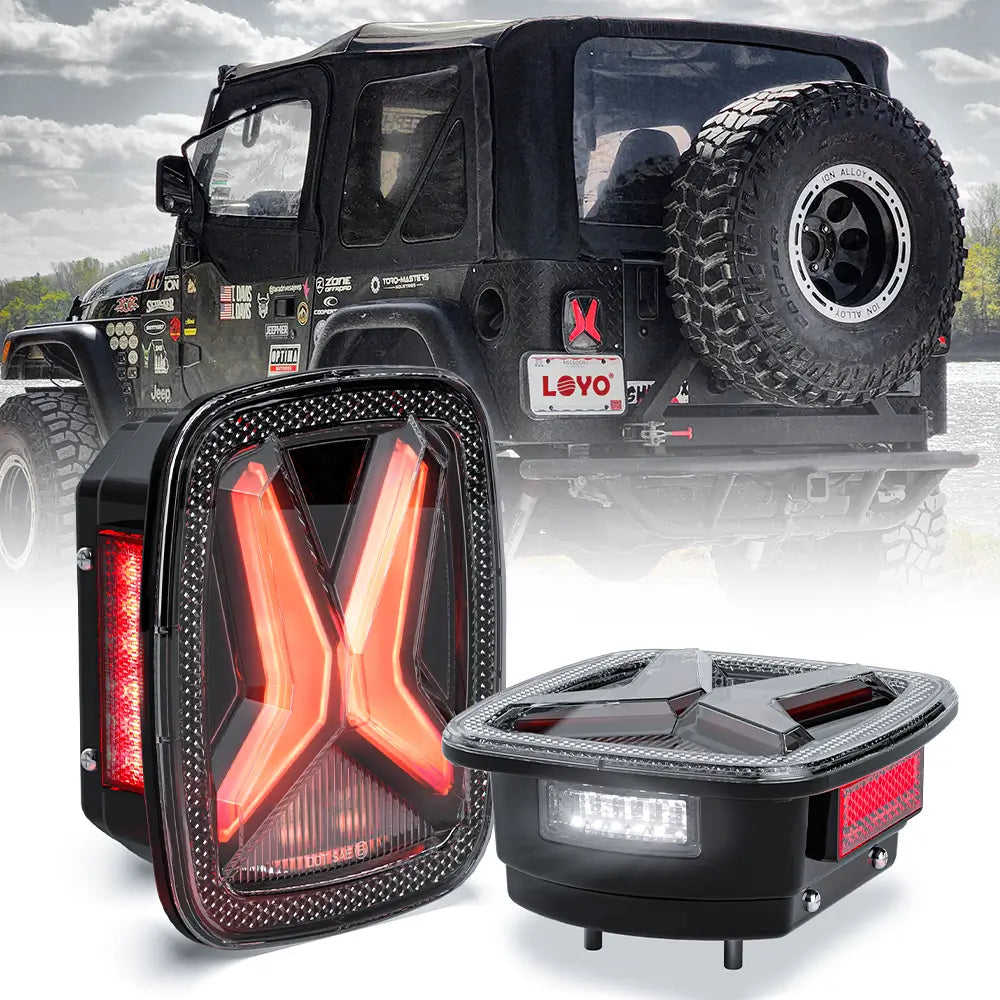 Jeep Wrangler TJ CJ YJ Halogen Tail Lights Upgrade LED Taillamp Replacement