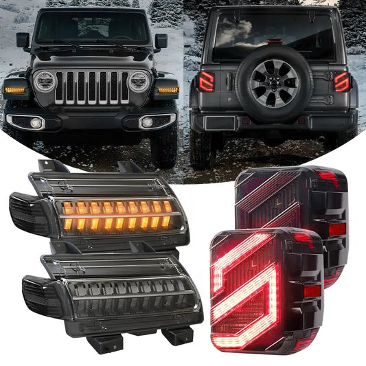 Jeep Wrangler JL LED Fender Turn Signal Lights and S style tail lights combo kit