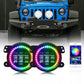 7 inch RGB LED Headlight + 4 inch RGB Fog Lights for Jeep Wrangler JK JL Gladiator JT