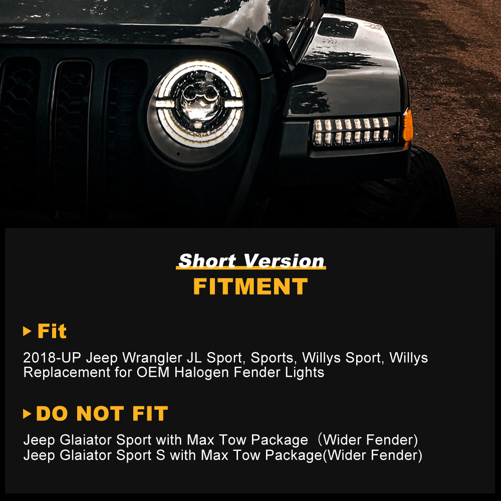 Jeep LED Fender Lights for Wrangler JL Sport Sports Willys sport