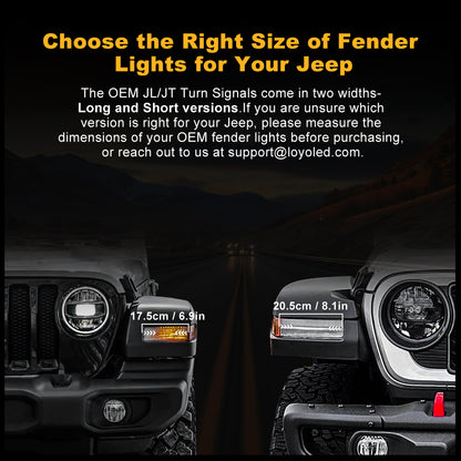 LED Fender Turn Signal Lights for Jeep JL JLU Rubicon Sahara Sport Sport S Gladiator