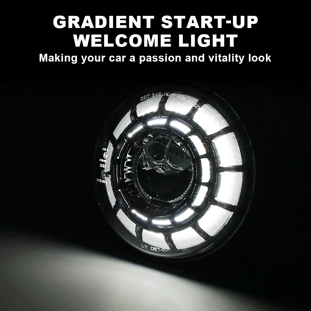 LOYO 120w Super Bright LED Headlight for Jeep Wrangler JK with Gradient Halo
