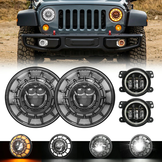 jeep wrangler jk headlights and fog lights combo