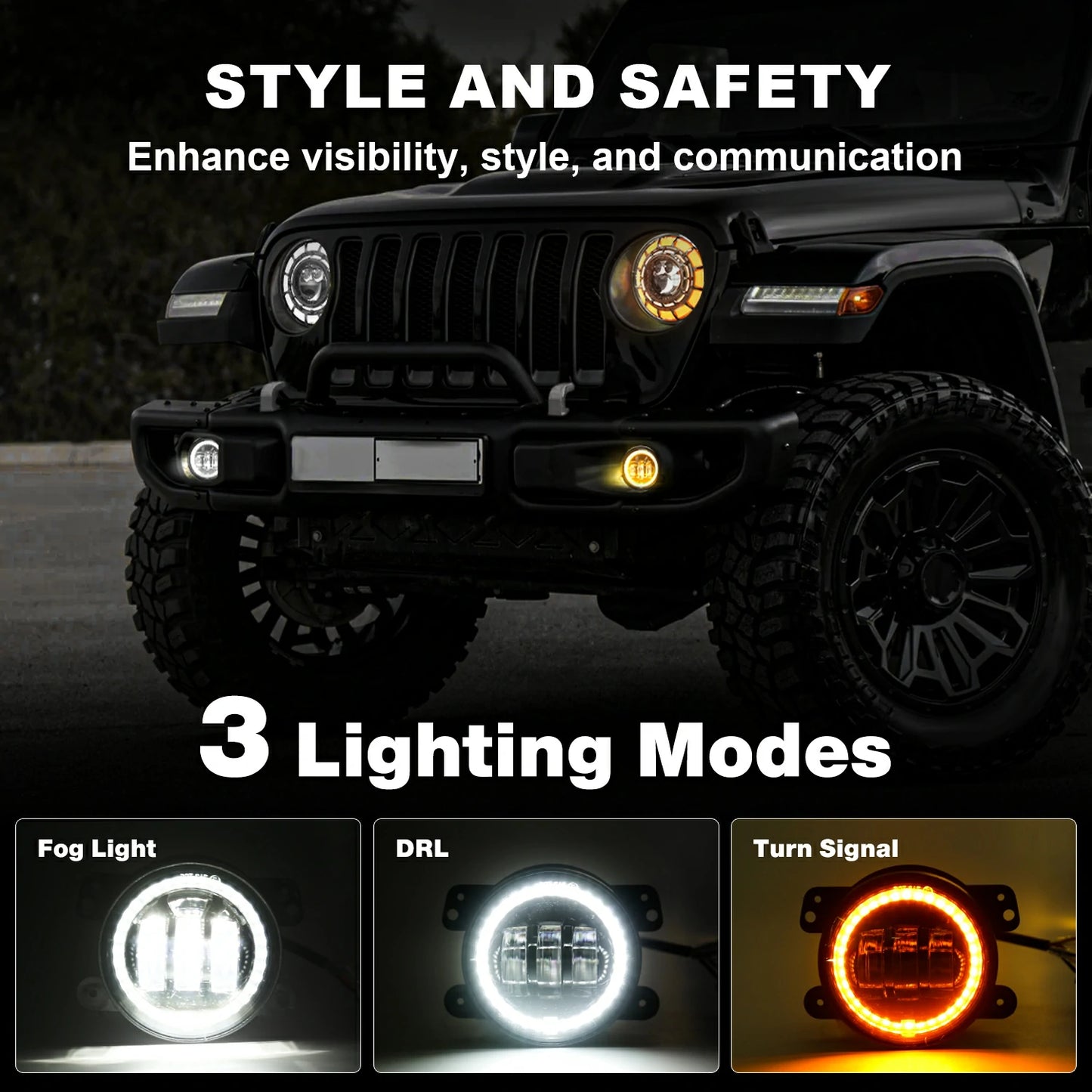 jeep wrangler jk halo headlights and fog lights