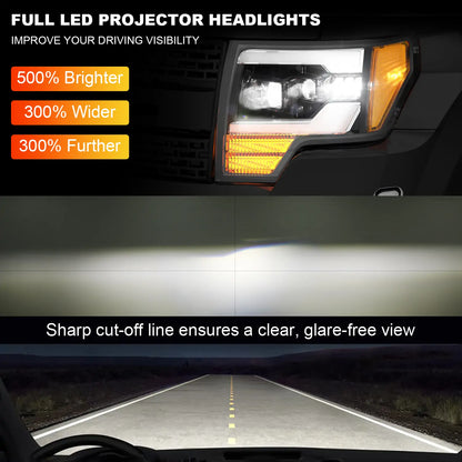 Full LED Projector Headlights for Ford F150 2009 2010 201 2012 2013 2014