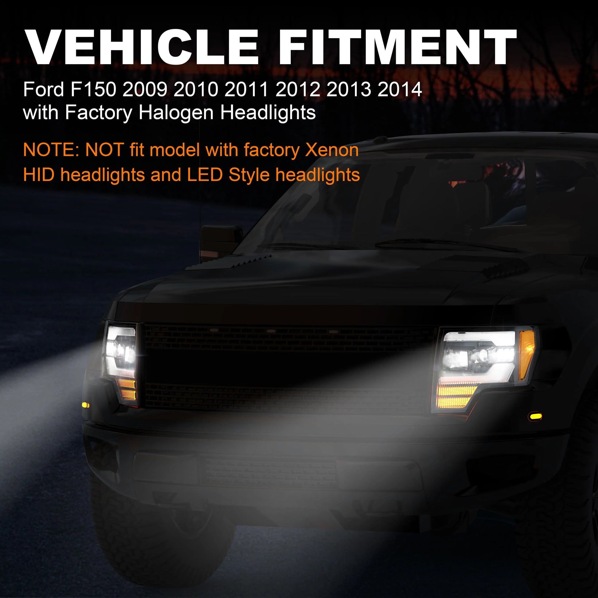 2009-2014 Ford F-150 Headlights replacement with factory halogen headlights