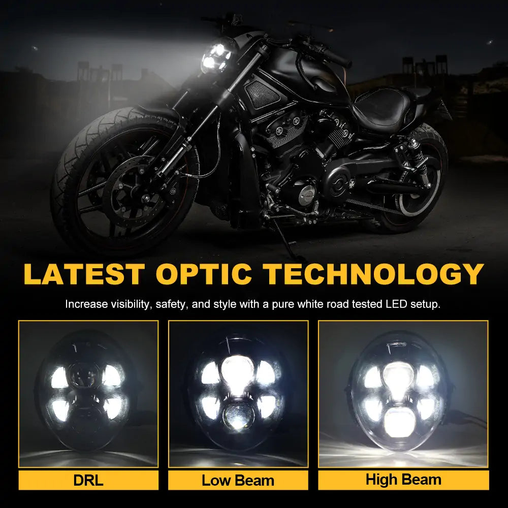 Black LED Headlight Kit V-Rod "Night Ride" WITH DRL