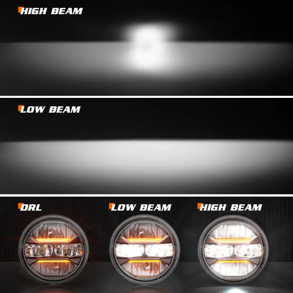 LOYO 5.75 inch LED Headlights for Harley Davidson W/ Amber Signal & White DRL