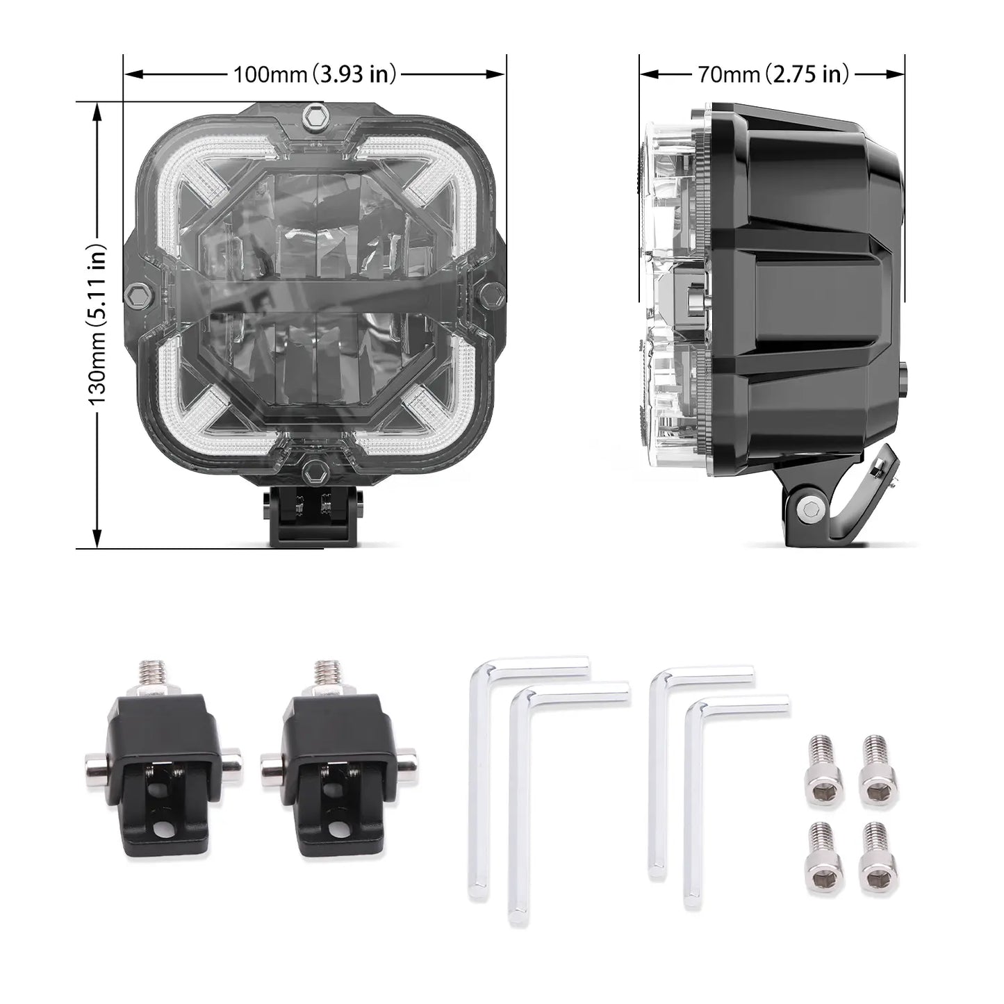 LOYO 120W 4 inch LED Pods - APEX Series Off Road Driving Light with High Low Beam and Amber DRL