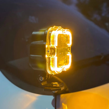 LOYO 90W 4 inch LED Pods - Off Road Driving Light with High Low Beam and Amber DRL