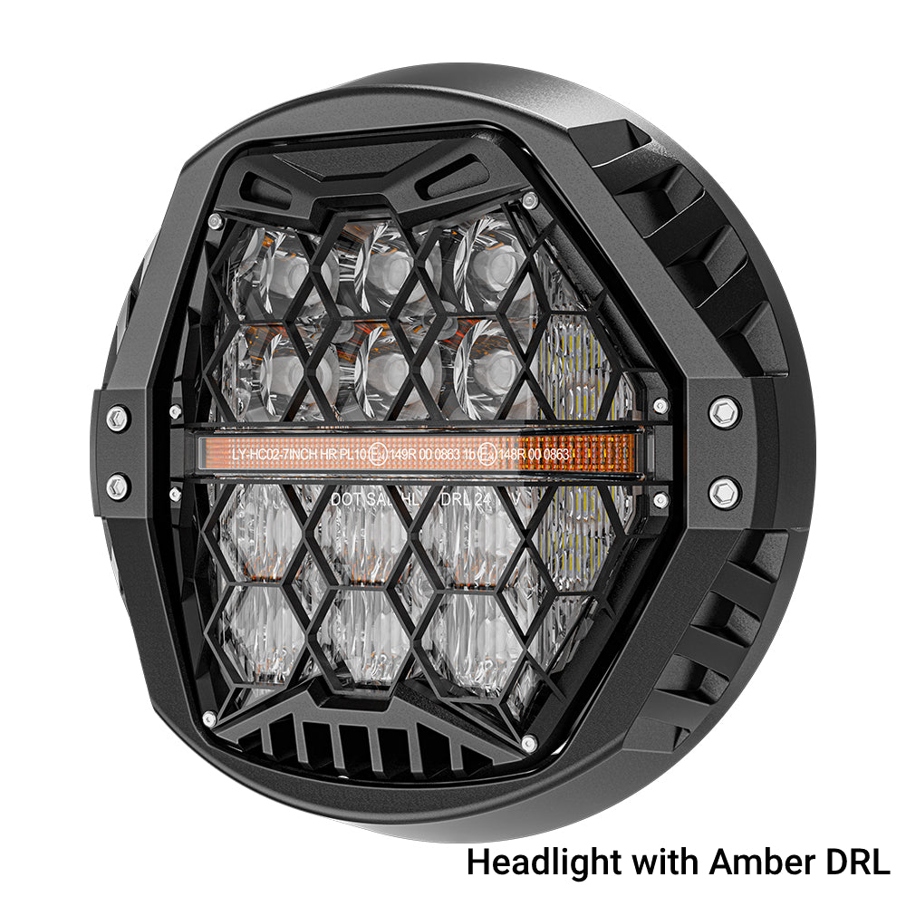 120W 7” Honeycomb LED Headlight for HD Street Glide Road