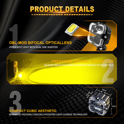 Motorcycle LED Spot Lights with white amber beam spot flood