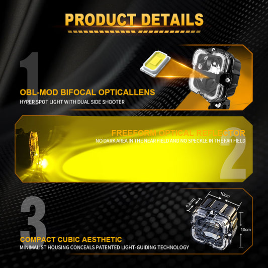 Motorcycle LED Spot Lights with white amber beam spot flood