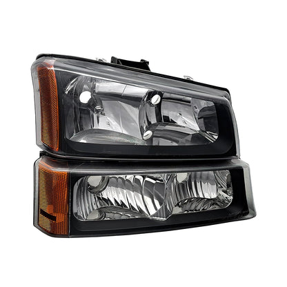 Chevy Silverado Headlights Assembly Fit for 03-06 Chevy Silverado Avalanche 1500/2500/3500 - Black