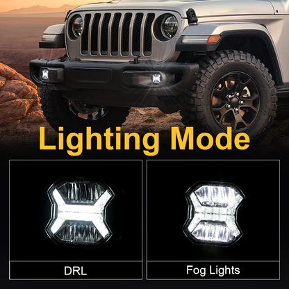 LOYO X LED Fog Lights with DRL For Jeep Wrangler JL