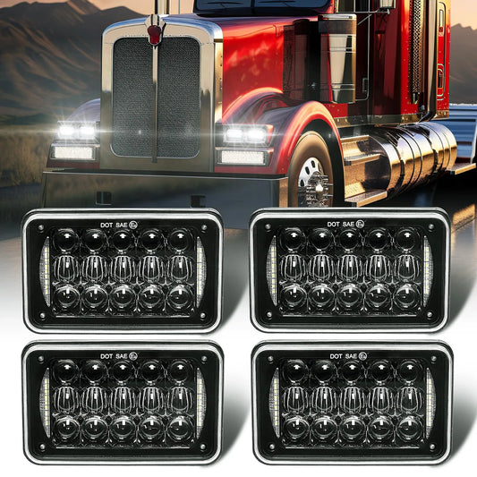 4×6 Sealed Beam LED Headlights for  Peterbil Kenworth Freightinger Ford Probe Chevrolet Trucks