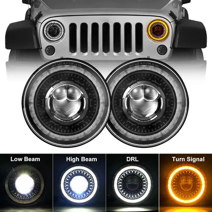 7 inch round led headlight dragon eye headlights for jeep jk jl tj jt