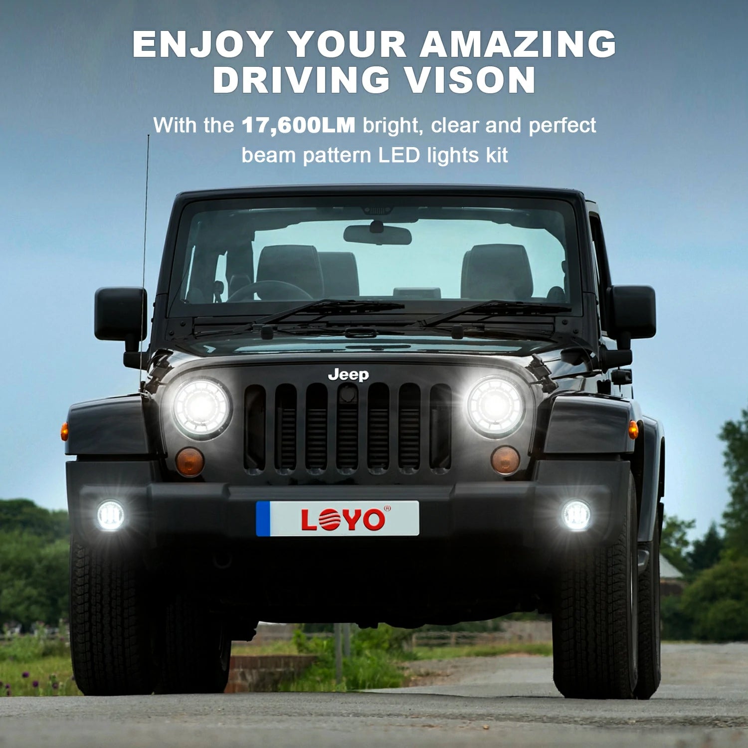 7 inch LED Headlights and 4 inch fog lights for Jeep Wrangler