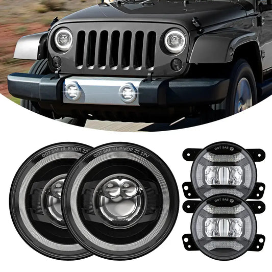 LED Headlights and Fog Lights Kit for Jeep Wrangler JK