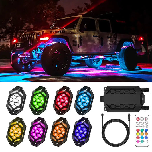LOYO Newest RGBW Rock Lights 8 pods with turn signal and brake lights