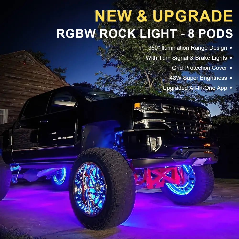 LOYO RGBW Rock Lights Undergrow Lights for Jeep ATV UTV Offroad