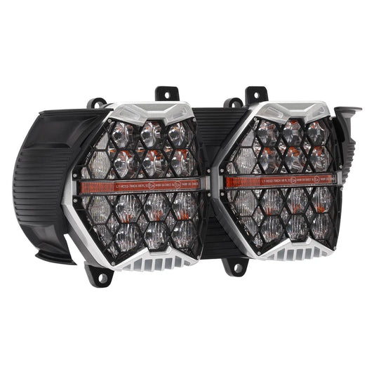LOYO 240W 800% Bright Dual LED Headlight for Road Glide 2015-2024,  Honeycomb Design, Chrome