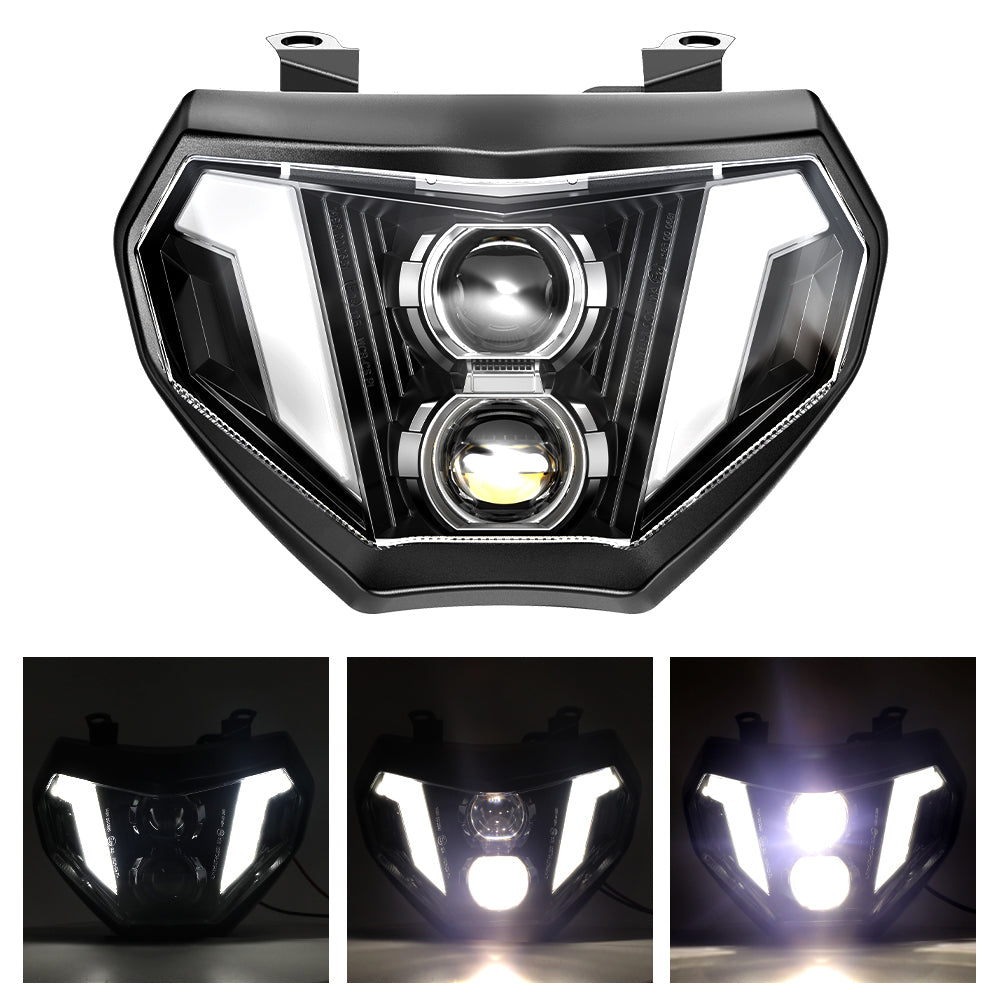 LOYO LED Headlight Assembly for Yamaha MT-09 MT-07 FZ-09, High Low Sealed Beam LED Headlamp with White DRL