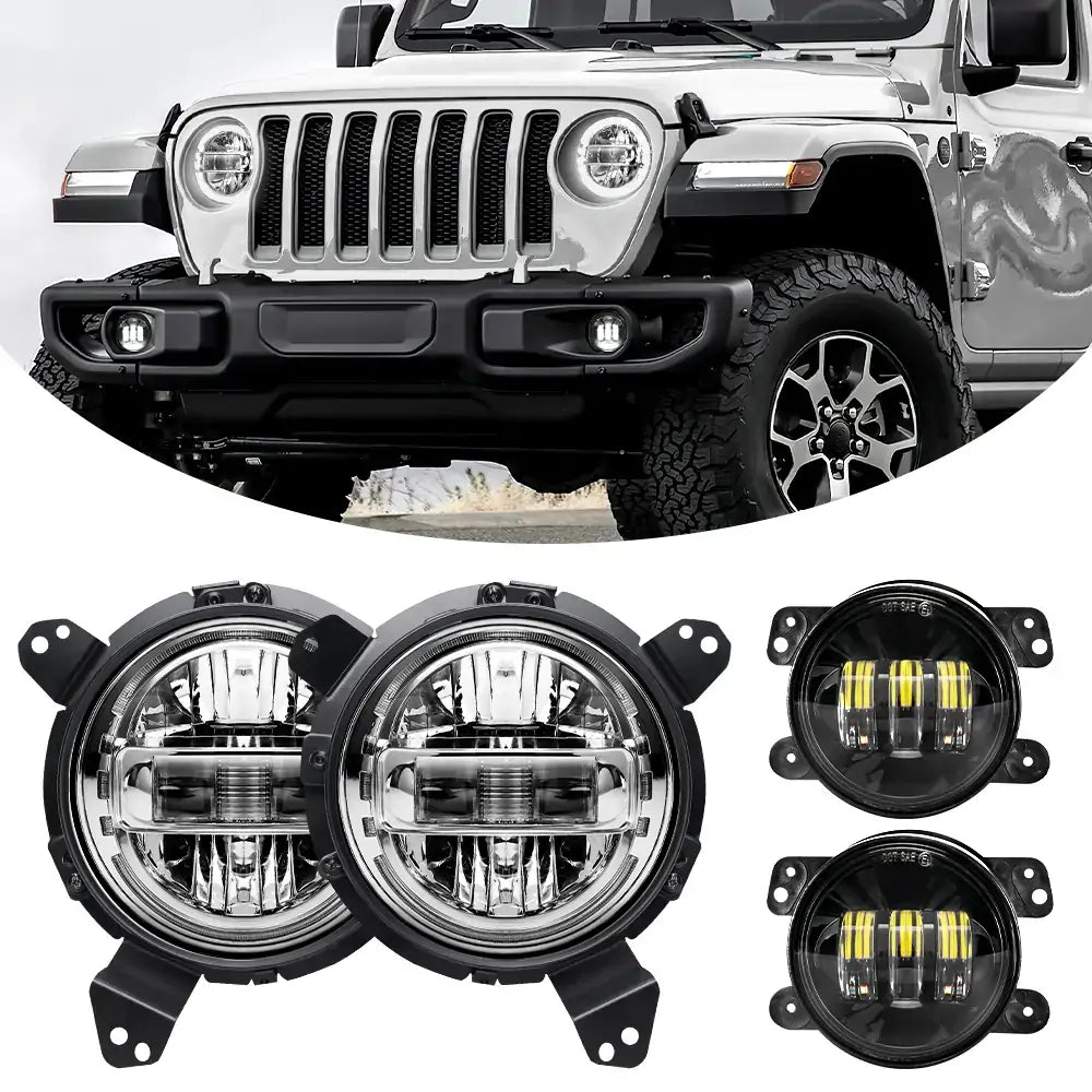 LED Headlights and Fog Lights Kit for Jeep Wrangler JK and Glaidiator JT