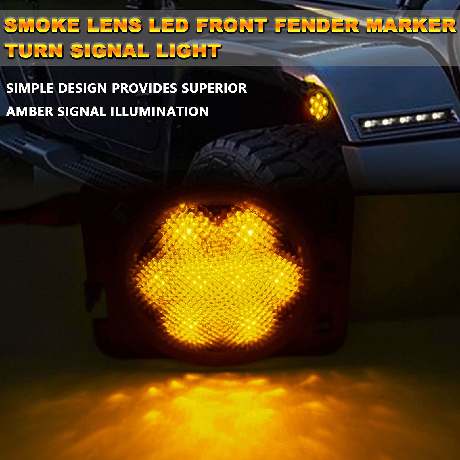 Smoke Lens LED Front Fender Marker Turn Signal Lights