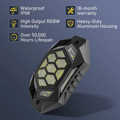 High Quality RGBW Rock Lights with Red Brake and Amber Turn Signal