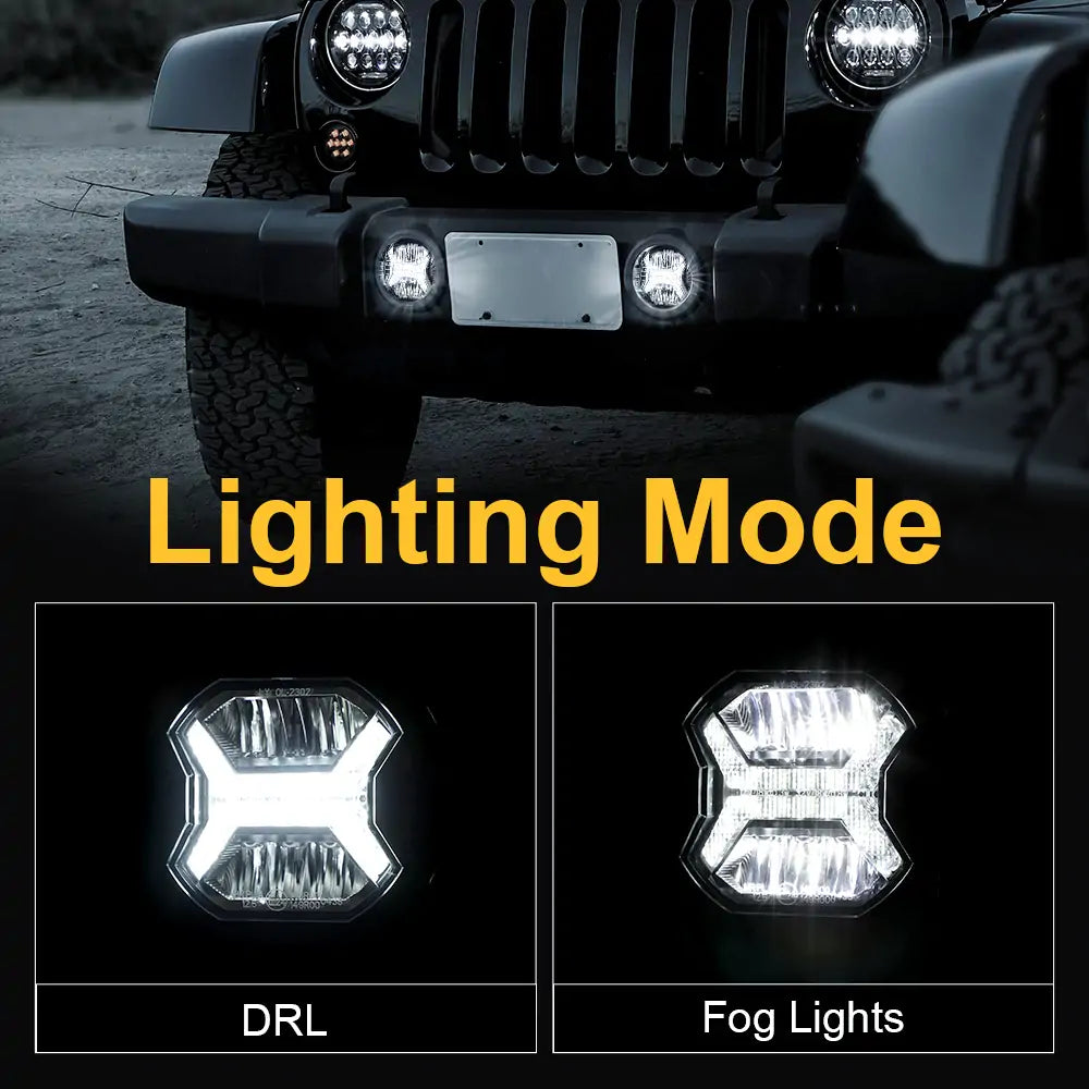 4 inch LED Fog Lights with white DRL for Jeep Wrangler JK
