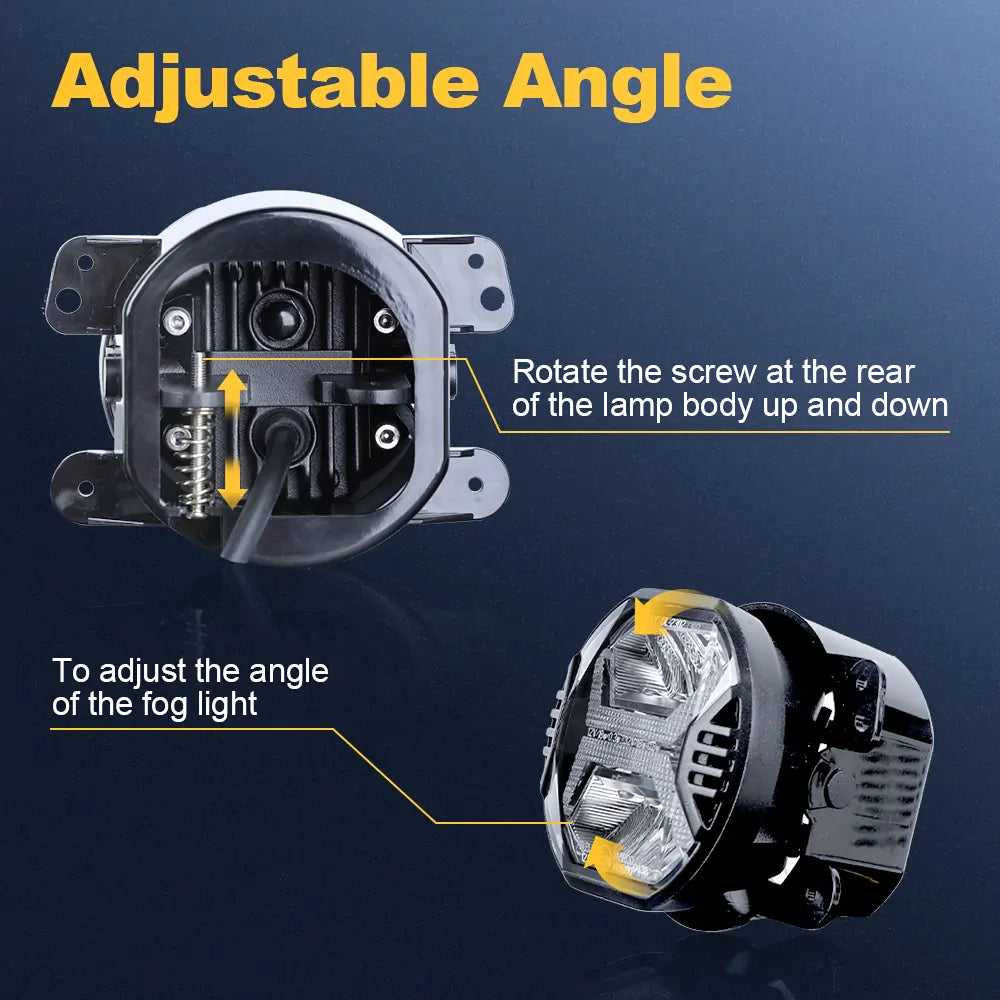 Adjustable Angle Fog Lights anti glare Passing Lamp on Jeep JK Front Bumper