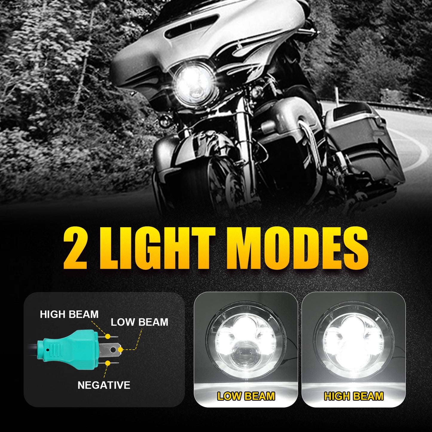 LOYO 7 Inch LED Headlight with Mounting Bracket Compatible with Harley Davidson Motorcycles Tour,FLD,Softail Heritage,Street Glide,Road King,Electra Glide,Yamaha V-Star Road Star